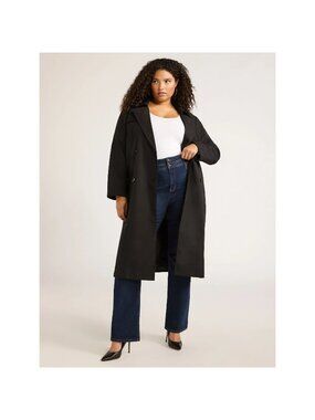 Sofia Jeans Women's and Women's Plus Size Double Breasted Trench Coat, 4X BLACK